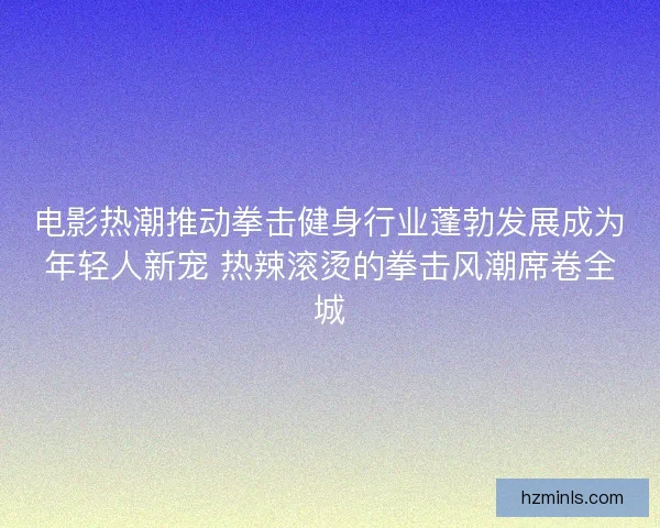 电影热潮推动拳击健身行业蓬勃发展成为年轻人新宠 热辣滚烫的拳击风潮席卷全城