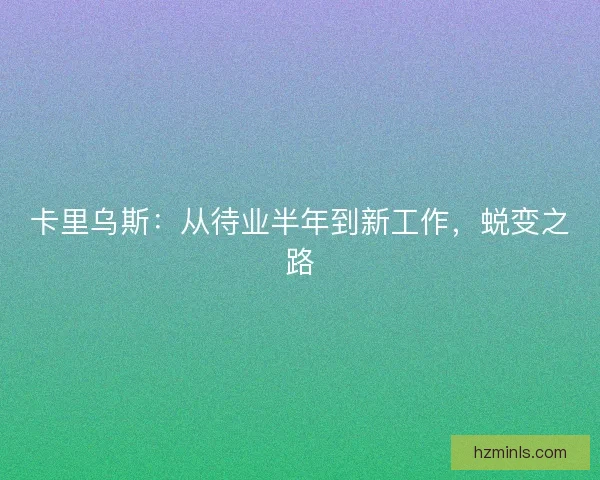 卡里乌斯:从待业半年到新工作,蜕变之路 卡里乌斯:从待业半年到新工作,蜕变之路